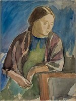 MEIER AKSELROD Russian 1902-1970 Watercolor Woman