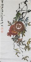 QI BAISHI Chinese 1864-1957 Watercolor Pomegranate