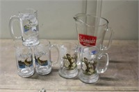 Schmidt Beer Glasses, Pitcher & Bottle Openers