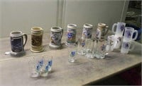 (6) Old Style Beer Steins, Glasses & Plastic Glass