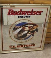 Budweiser Air Force Mirror, Approx 21"x23"