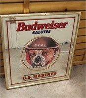 Budweiser Marines Mirror, Approx 21"x23"
