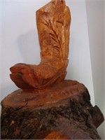Handed Carved Wood Cowboy Boot
