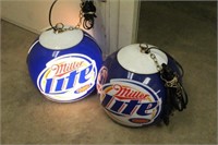 (2) Miller Lite Beer Lights - (1) w/o Bulb, Work