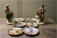 (6) Assorted Collector Plates & (2) Figurines