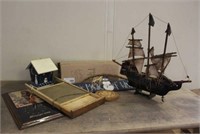 Vintage Washboard, Mayflower Ship, Snowman