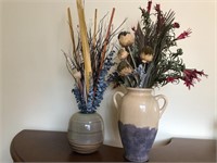 Pair of clay pottery flower vases