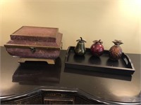 5pcs of modern décor Box, tray and fruit