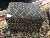 Modern upholstered ottoman, matches pillows in cha