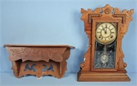 Walnut Waterbury 8 Day Mantle Clock with Shelf