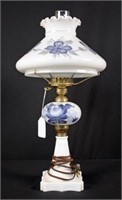 Hand Painted Milk Glass Electric Lamp