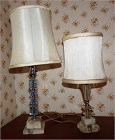 2 Lucite & Marble Bedroom Lamps