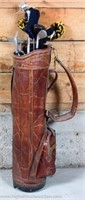 Vintage Tufhorse PGA Golf Bag w/ Misc. Golf Clubs