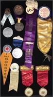 8 CONVENTION RIBBONS AND 3 MEDALLIONS