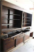 4 SECTION ANTIQUE DISPLAY CABINET, 8' X 10'6"