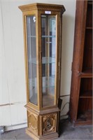 GOLD COLORED GLASS DISPLAY HUTCH