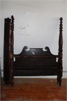 ELABORATE ANTIQUE BED SET WITH TALL CORNER POSTS