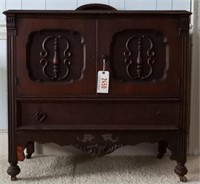 Mahogany two door over one drawer cabinet