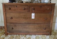 Pine veneered four drawer chest