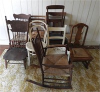 Chair lot (11): to include spindle back, rush