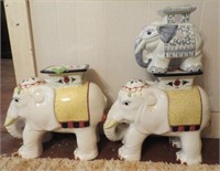 Pair of figural ceramic garden seat elephants