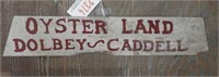 Primitive Eastern Shore wooden oyster sign: “