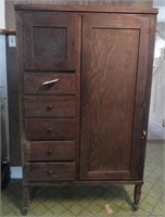 Antique Oak two door five drawer chifforobe
