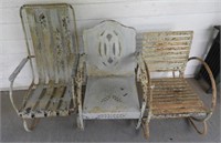 Vintage aluminum porch furniture lot: platform