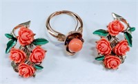 Rose Clip On Earrings And Ring