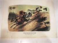 CURRIER & IVES A MULE TRAIN ON A DOWN GRADE PRINT