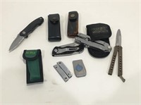 VARIOUS POCKET KNIVES AND MULTIPLIERS