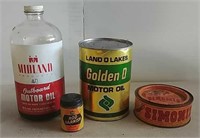 Advertising oil can, bottle & others