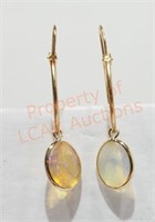 10 K Yellow Gold Yellow Opal Earrings