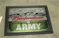 Budweiser Army Mirror Sign, Approx 21"x27"
