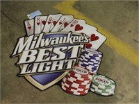 Milwaukee's Best Light Poker Sign, Approx 33"x30"