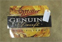 Miller Genuine Draft Sign, Approx 17"x12"