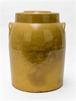 Yellow Ware Covered Crock