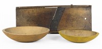 (2) Painted Turned Wooden Bowls & Mandolin Cutter