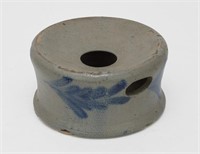 Cobalt-Decorated Salt Glaze Ceramic Spittoon