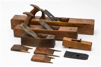 Four Early Wood Block Planes with Blades