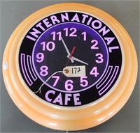 "INTERNATIONAL CAFE" LIGHTED CLOCK