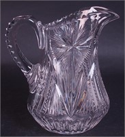 American Brilliant cut glass water pitcher, 8"