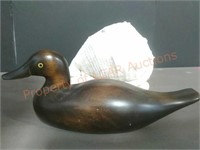 Vintage Mallard Wood Duck & Queen Conch Sea Shell