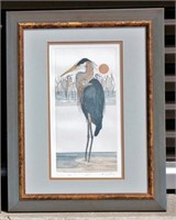LE Signed Framed Print Native Son Blue Heron