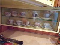 VARIETY OF CHINA CUPS AND SAUCERS