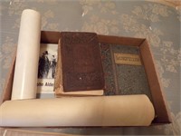 LONGFELLOW & OTHER ANTIQUE BOOKS, UNFRAMED PRINTS