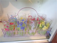 MCM FLORAL GLASSES WITH WIRE CARRIER