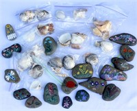 Hand Painted Small Beach Stones & Sea Shells
