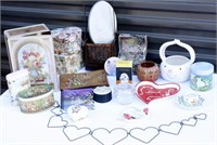 Small Decor Lot Baskets Tins Heart Boxes & More
