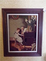 NEEDLEPOINT "PIANO-INSTRUCTOR" FRAMED ART